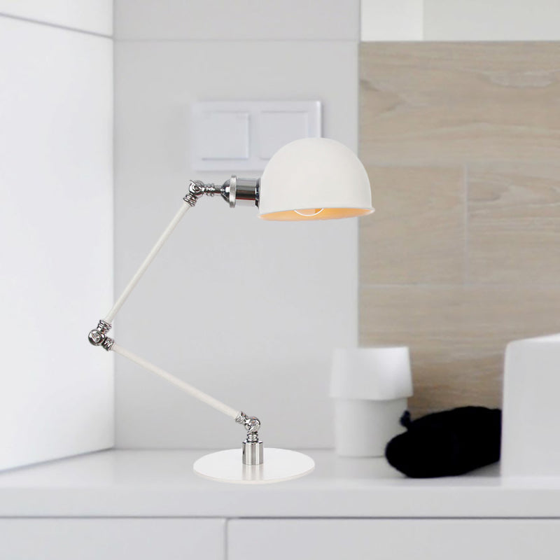 Dome Studeerkamer Leeslamp Metaal 4"/8,5" Breed 1 Licht Industrieel Stijlvolle Bureauverlichting in Wit, 8"+8"/8"+8"+8" Lengte Arm