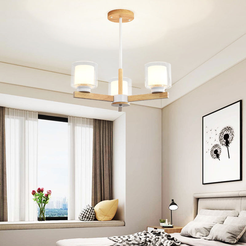 Lampade per lampadario moderno cilindri kit di luce sospesa in legno per soggiorno