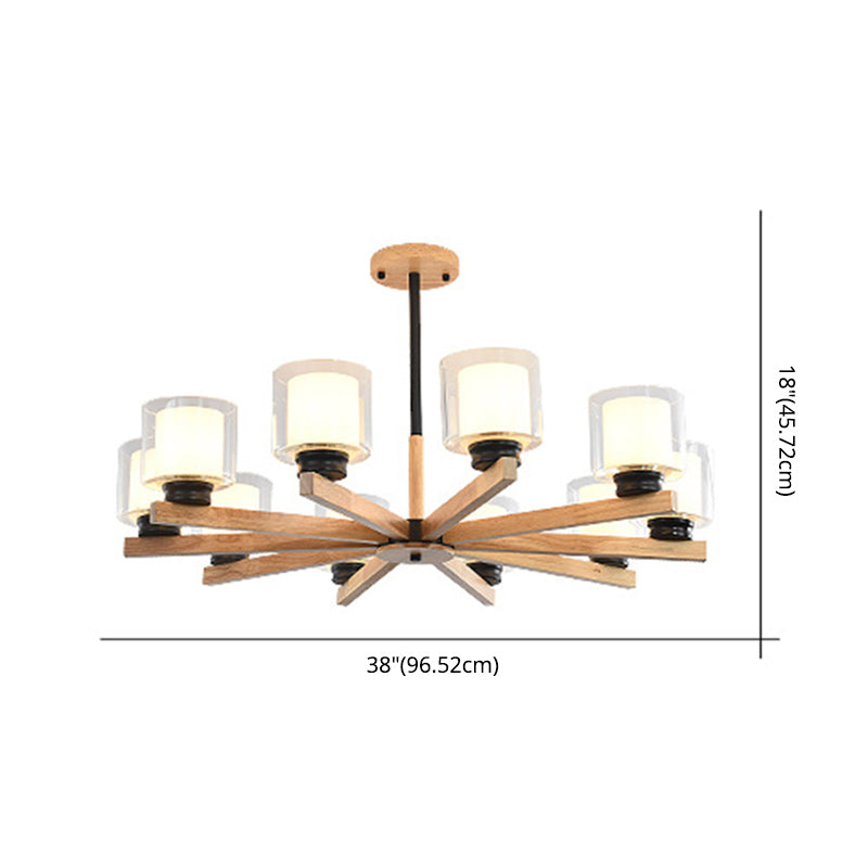 Lampade per lampadario moderno cilindri kit di luce sospesa in legno per soggiorno