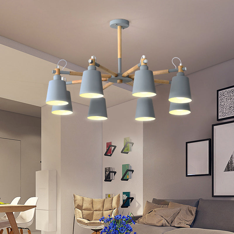 Contemporary Cone Chandelier Pendant Light Metallic Hanging Light Fixtures for Bedroom