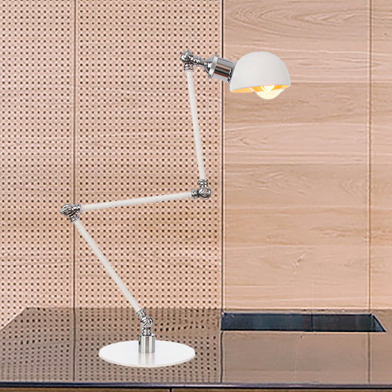 Dome Studeerkamer Leeslamp Metaal 4"/8,5" Breed 1 Licht Industrieel Stijlvolle Bureauverlichting in Wit, 8"+8"/8"+8"+8" Lengte Arm
