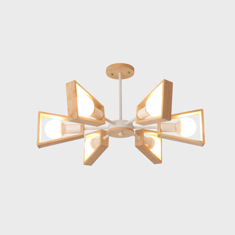 Ultra-modern Sputnik Hanging Chandelier Wood Hanging Lamp with Hanging Cord for Restaurant