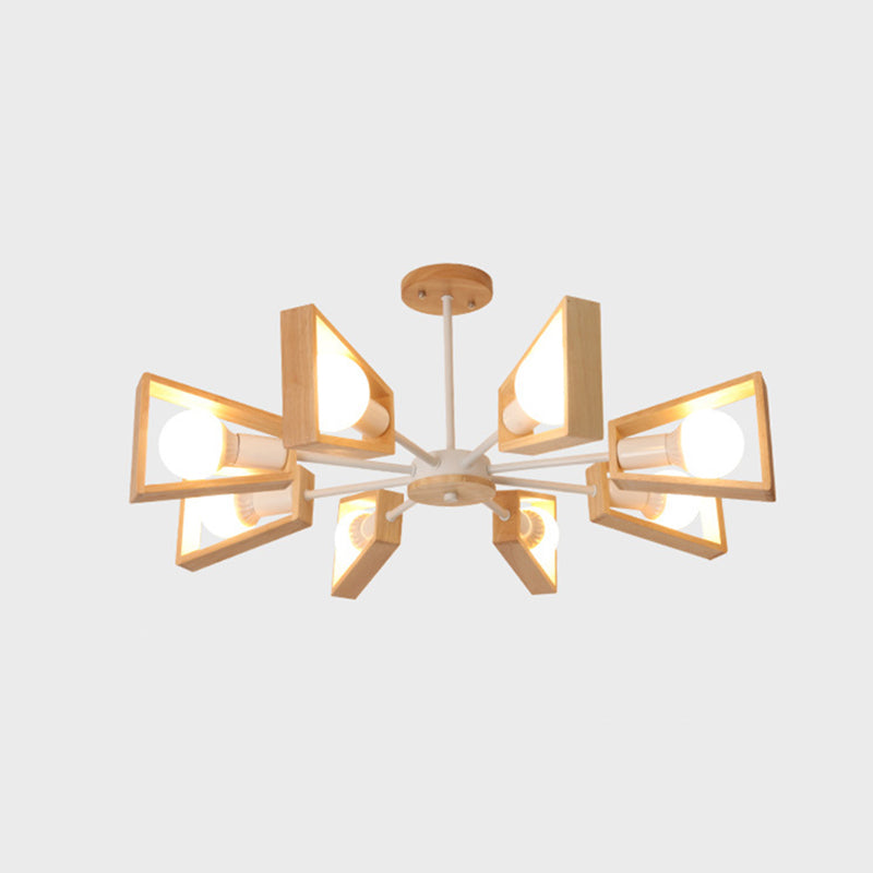 Ultra-modern Sputnik Hanging Chandelier Wood Hanging Lamp with Hanging Cord for Restaurant