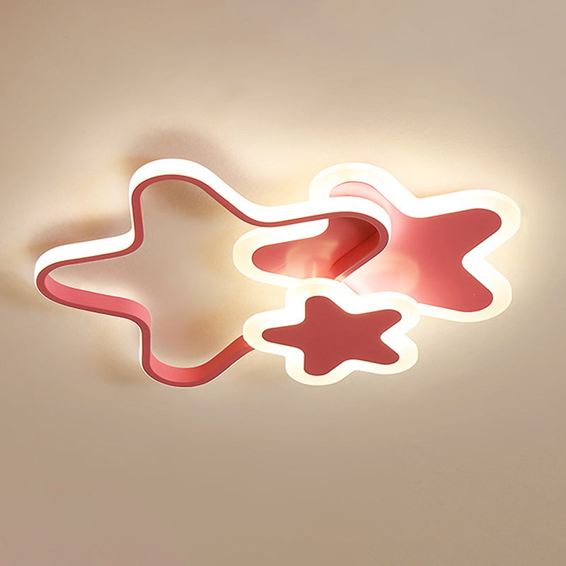 Creative Shaped LED Ceiling Light Kids Room Minimalist Line Design Flush Mount Lighting Fixture with Acrylic Shade