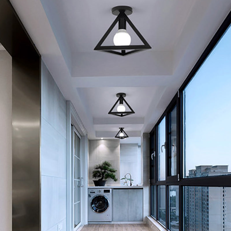 Marco geométrico de hierro forjado mini luz de techo de estilo jubilado de estilo industrial