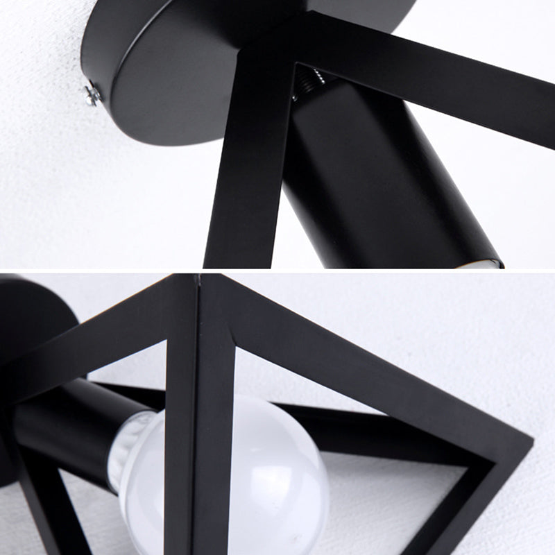 Marco geométrico de hierro forjado mini luz de techo de estilo jubilado de estilo industrial