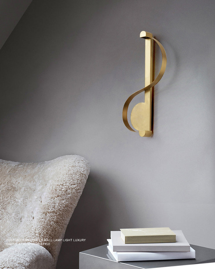 Simple Atmosphere Style Wall Lamp S Shape Brass Wall Mount Light for Living Room