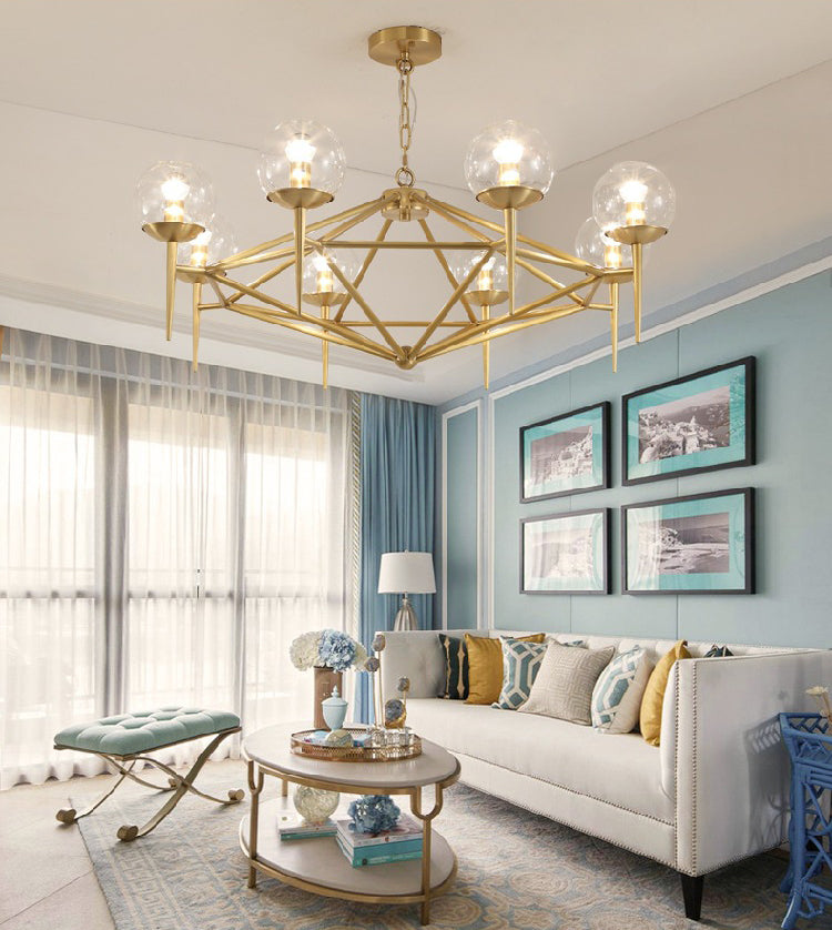 Postmodern Pyramid Suspended Lighting Fixture Metal Hanging Ceiling Fixture for Restaurant