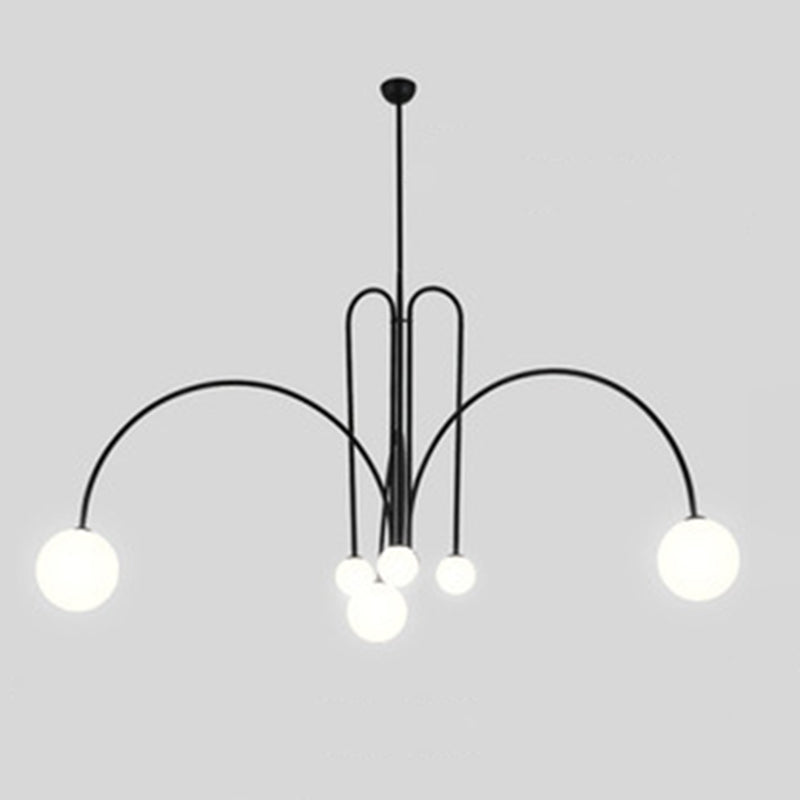 Postmodern Creativity Pearl Ceiling Chandelier Cream Glass Hanging Light with Hanging Cord for Living Room