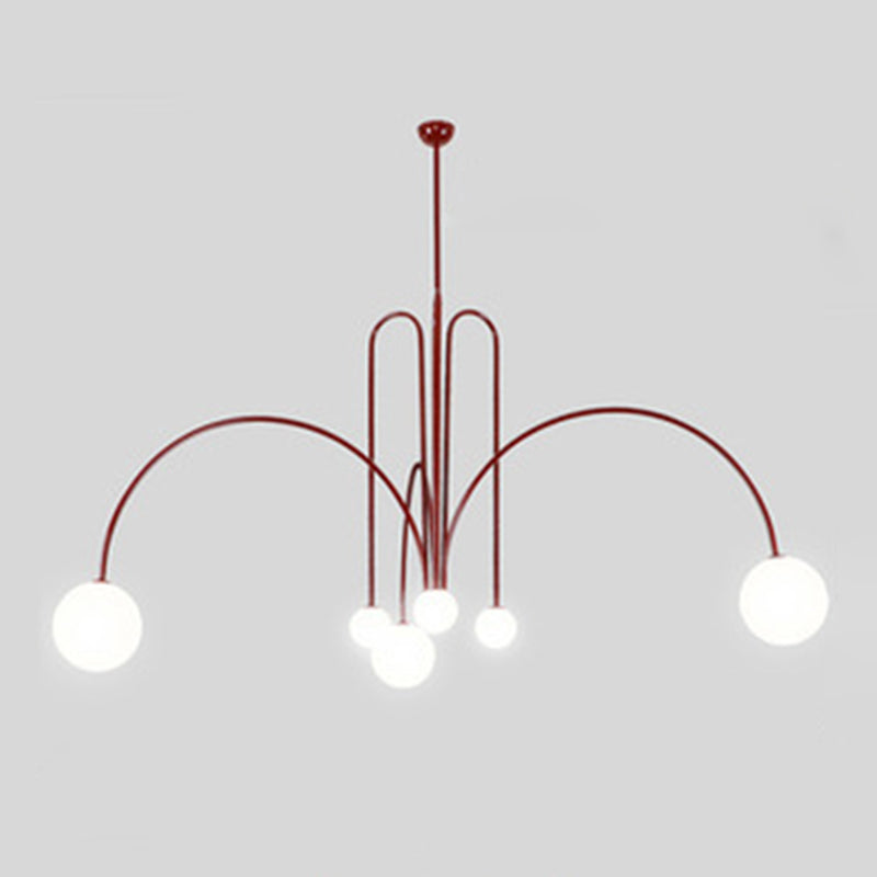 Postmodern Creativity Pearl Ceiling Chandelier Cream Glass Hanging Light with Hanging Cord for Living Room