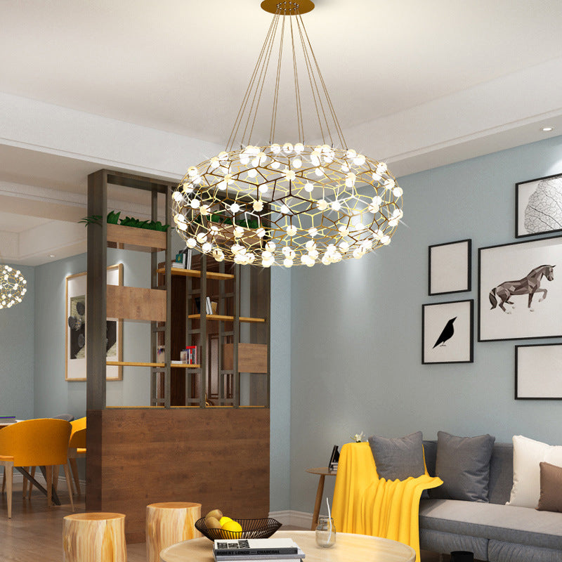 Modern Simplicity Oval Pendant Chandelier Metal Hanging Light Fixture for Coffee Shop