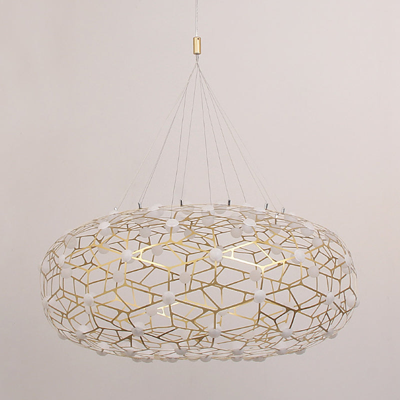 Modern Simplicity Oval Pendant Chandelier Metal Hanging Light Fixture for Coffee Shop