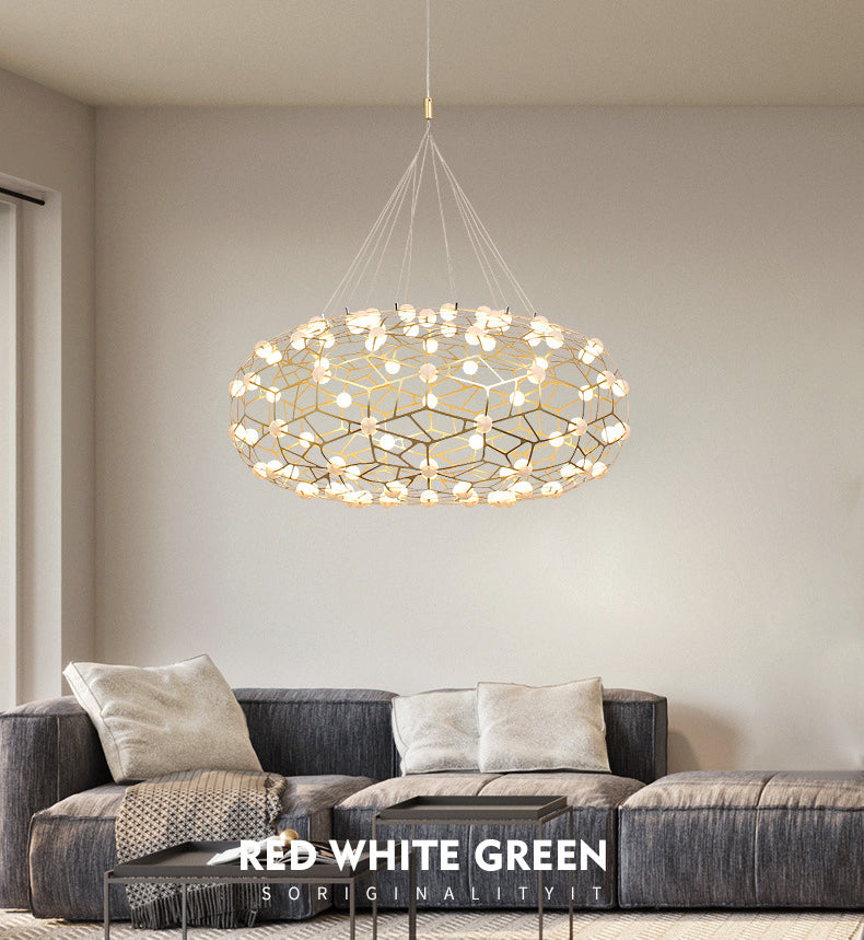 Modern Simplicity Oval Pendant Chandelier Metal Hanging Light Fixture for Coffee Shop