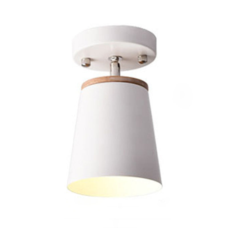 1 Light Ceiling Lighting Nordic Style Metal Cone Semi Flush Mount Lighting for Living Room