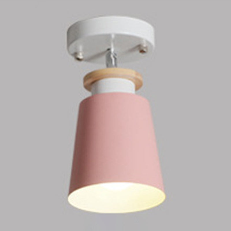 1 Light Ceiling Lighting Nordic Style Metal Cone Semi Flush Mount Lighting for Living Room