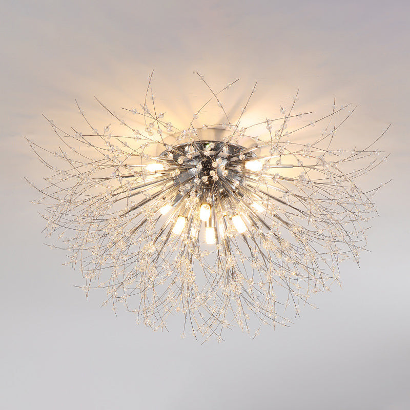Diente de león Luz de montaje semi empotrada Decoración de cristal lujosa moderna Montaje empotrado en el techo para dormitorio