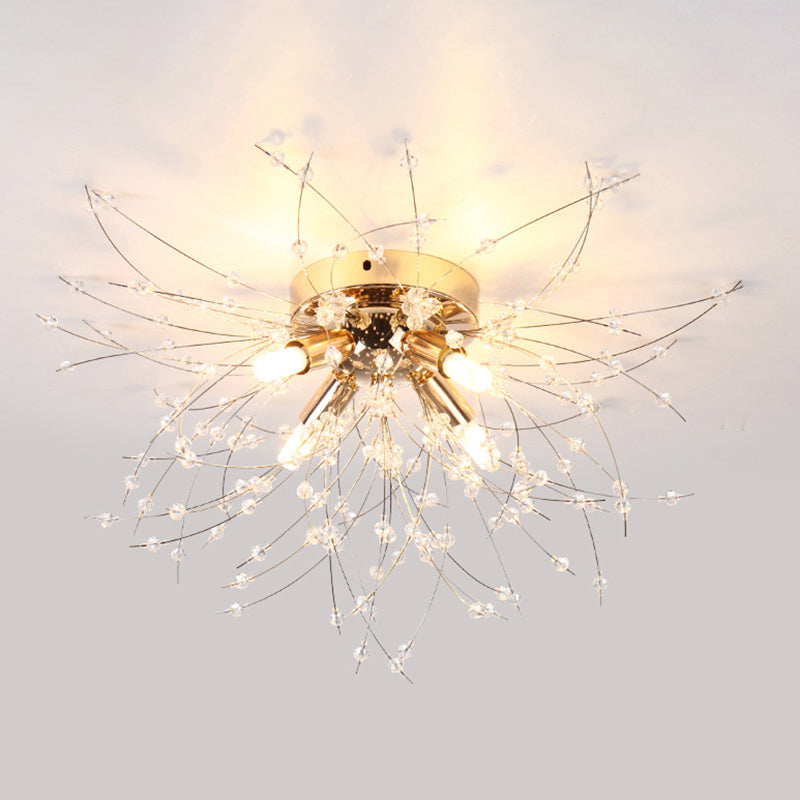 Pissenlit Semi-encastré, moderne et luxueux, décoration en cristal, montage au plafond pour chambre à coucher
