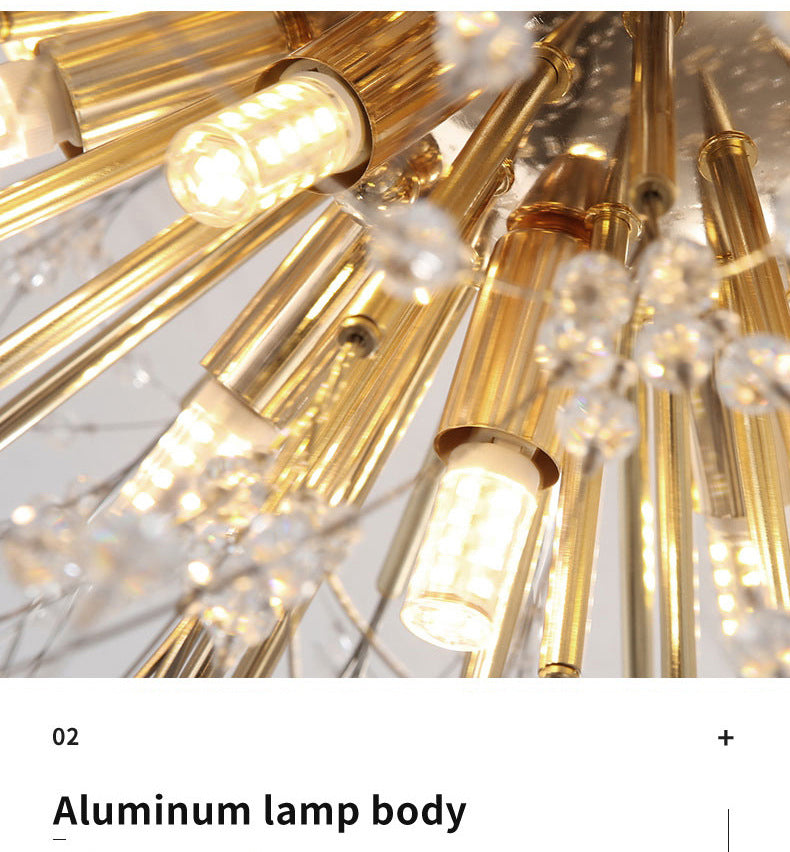 Diente de león Luz de montaje semi empotrada Decoración de cristal lujosa moderna Montaje empotrado en el techo para dormitorio