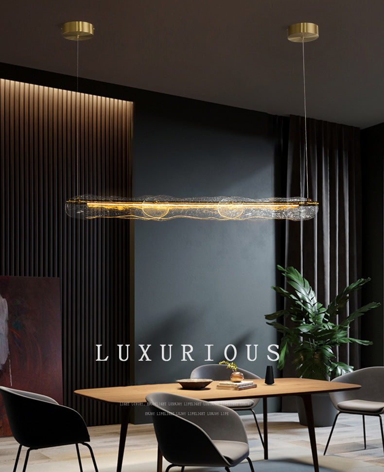 Luces colgantes de isla lineal accesorios de iluminación de lámparas de vidrio modernos para restaurante