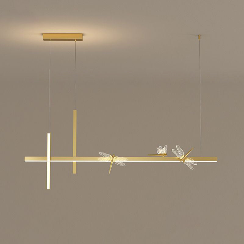 Luces de isla colgantes de libélula ultra contemporánea accesorios de iluminación de araña acrílica para restaurante
