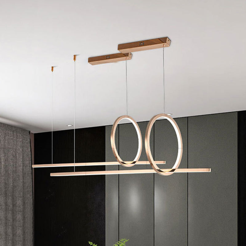 Luces de lámpara de araña de la isla Circle Simplicidad Simply acero inoxidable accesorios de iluminación de lámpara para comedor para mesa de comedor