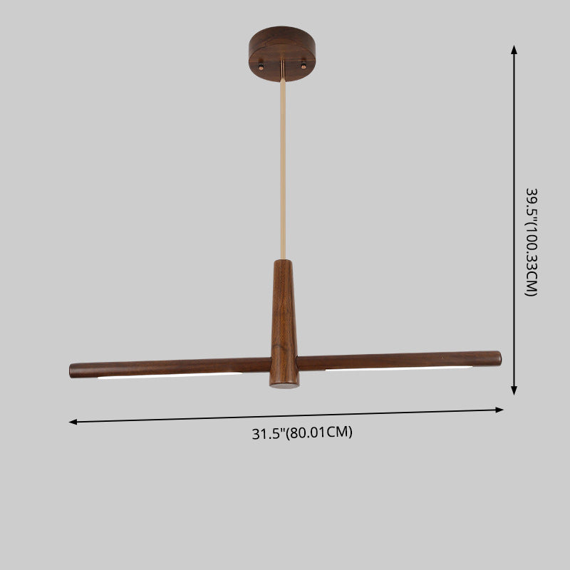 Linear Large Kitchen Pendant Lights Wood Modern Chandelier Lighting Fixtures for Restaurant