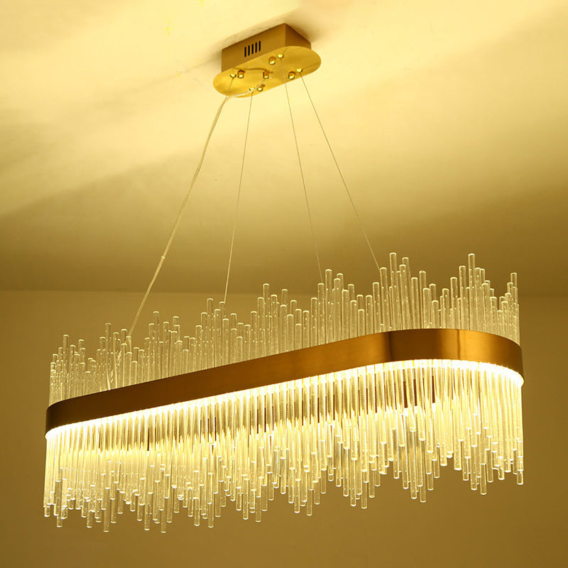 Oval Island Lighting Clear Crystal Glass Contemporary Simplicity Pendant Lighting Fixtures for Restaurant