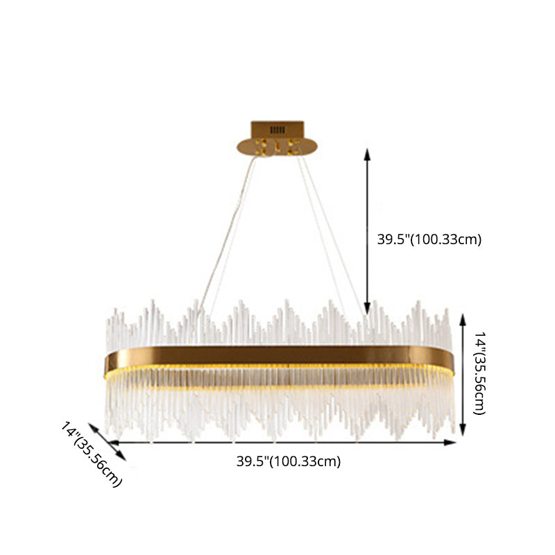 Oval Island Lighting Clear Crystal Glass Contemporary Simplicity Pendant Lighting Fixtures for Restaurant