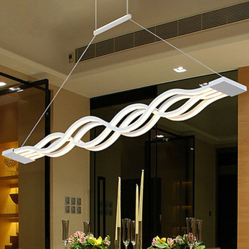 Waving Hanging Island Lights Ultra-Contemporary Acrylic Chandelier Lighting Fixtures for Restaurant