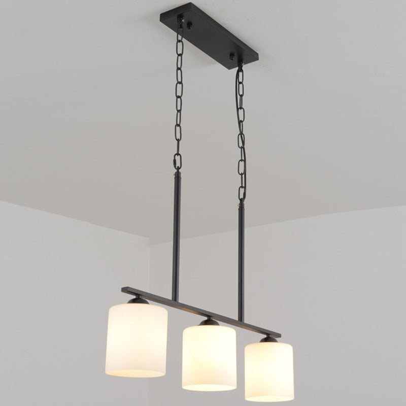 Luces de lámpara de araña de la isla cilíndrica accesorios de iluminación de lámpara de vidrio de leche contemporánea para mesa de comedor