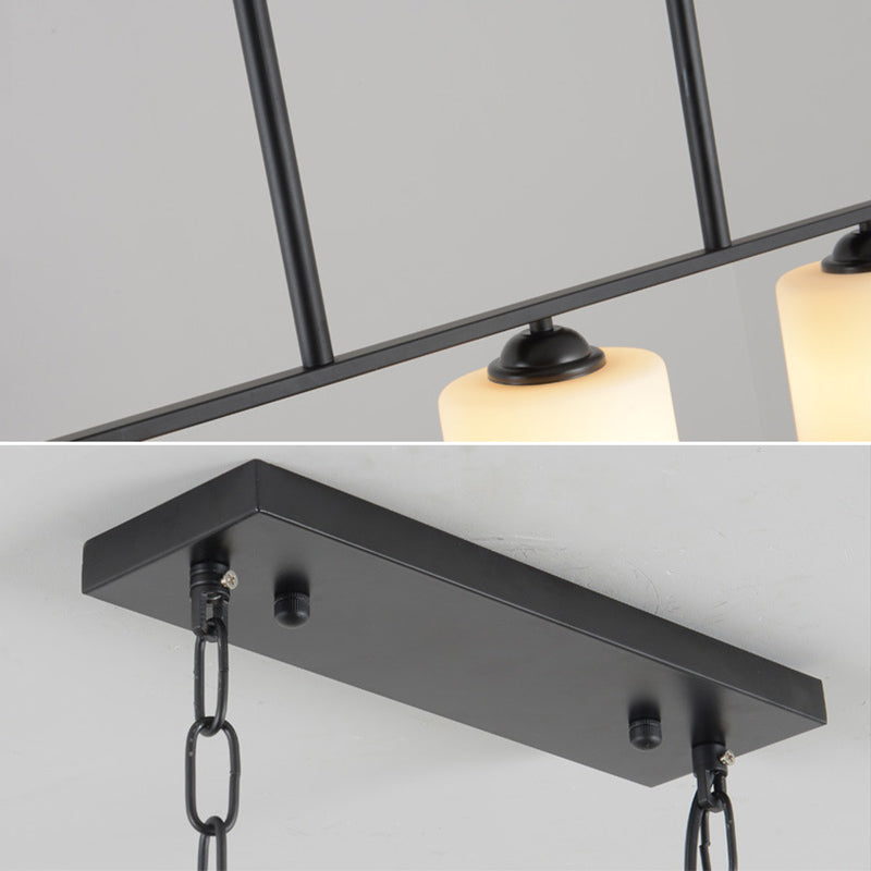 Luces de lámpara de araña de la isla cilíndrica accesorios de iluminación de lámpara de vidrio de leche contemporánea para mesa de comedor