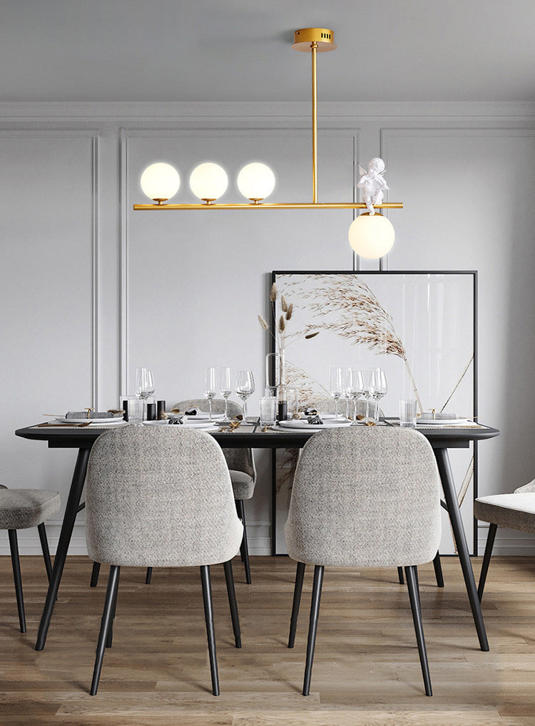 Globe Island Chandelier Lights Simplicity Milky Glass Chandelier Lighting Fixtures for Restaurant