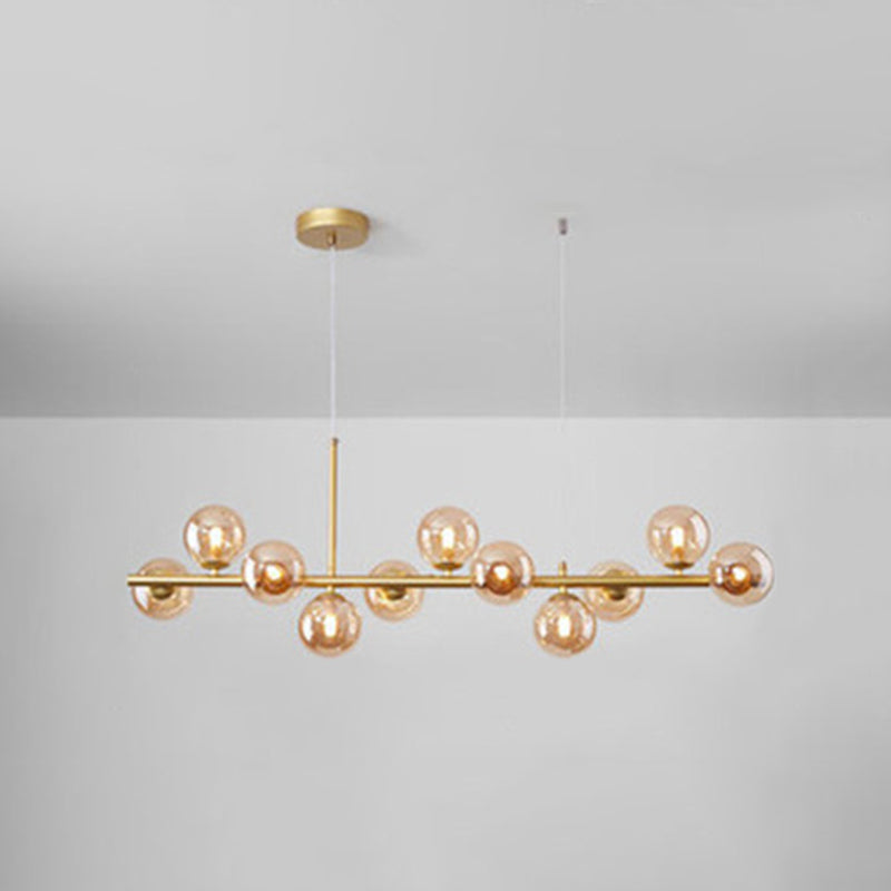 Round Island Chandelier Lights Contemporary Glass Chandelier Lighting Fixtures for Dining Table