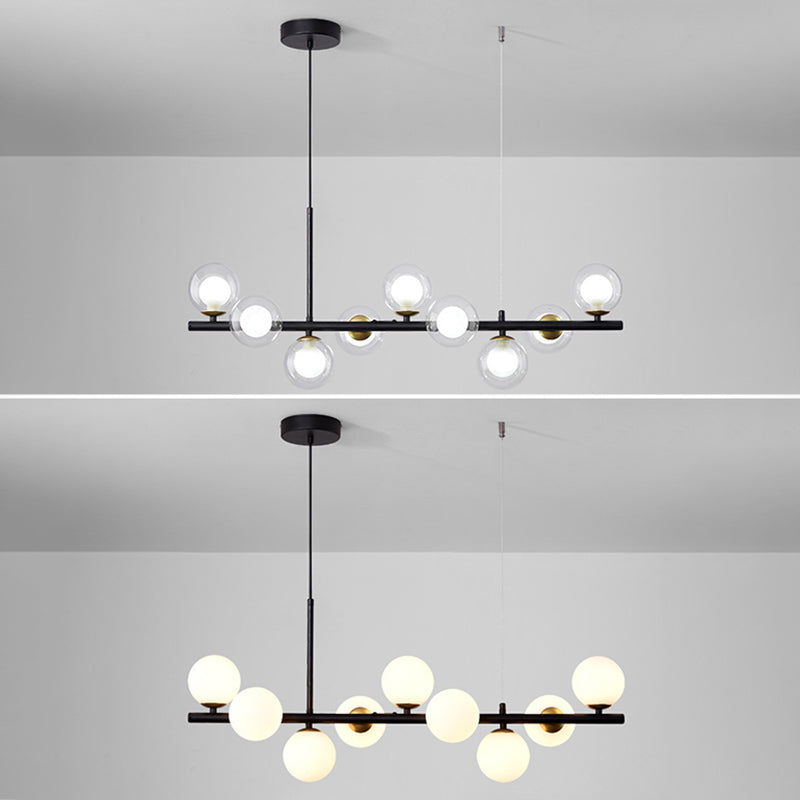 Round Island Chandelier Lights Contemporary Glass Chandelier Lighting Fixtures for Dining Table