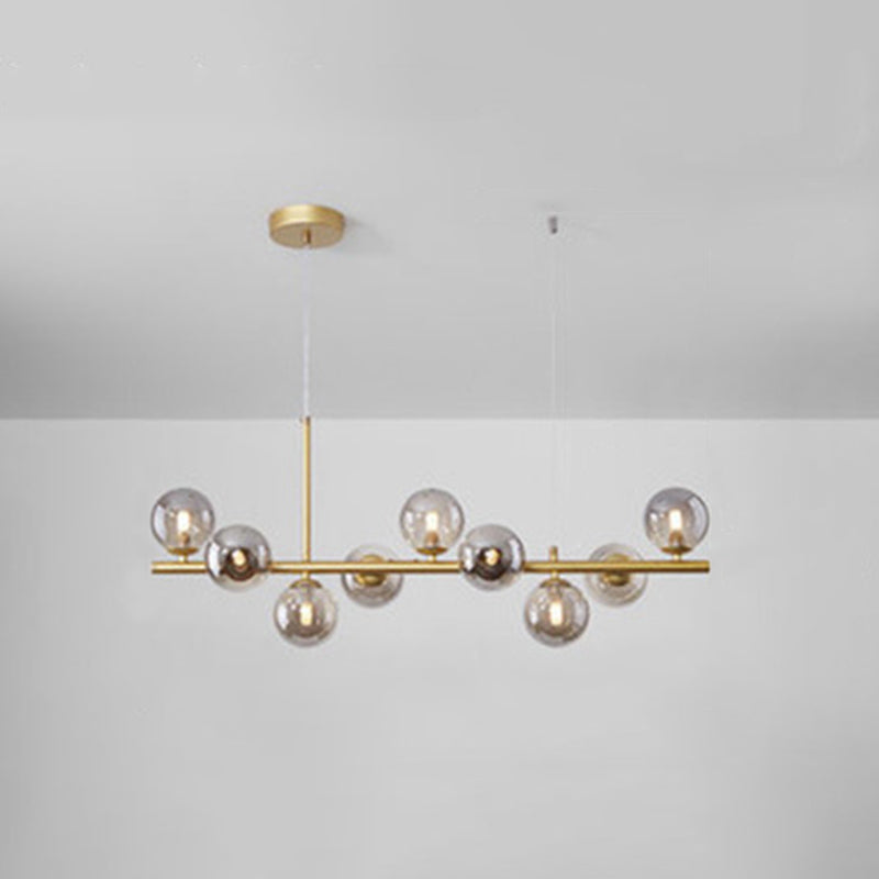 Round Island Chandelier Lights Contemporary Glass Chandelier Lighting Fixtures for Dining Table