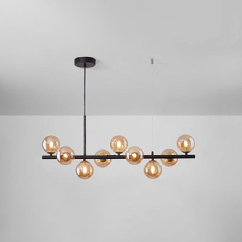 Round Island Chandelier Lights Contemporary Glass Chandelier Lighting Fixtures for Dining Table