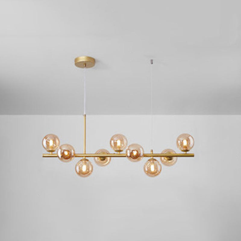 Round Island Chandelier Lights Contemporary Glass Chandelier Lighting Fixtures for Dining Table