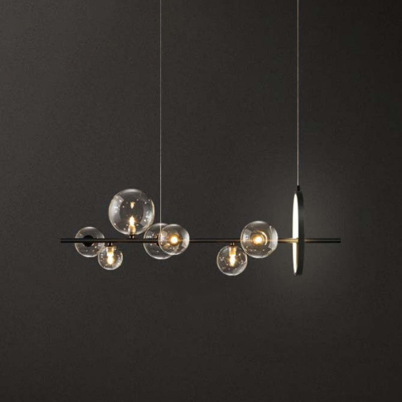 Spherical Hanging Island Lights Ultra-Contemporary Clear Glass Chandelier Lighting Fixtures for Restaurant