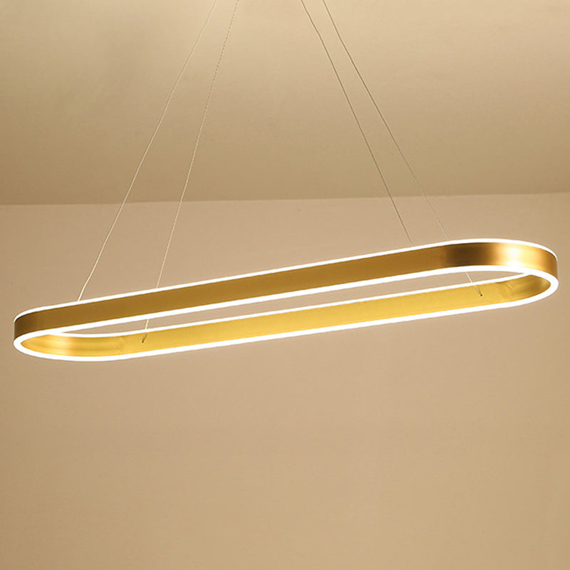 Elliptical Island Pendant Lights Modern Metallic Chandelier Lighting Fixtures for Restaurant