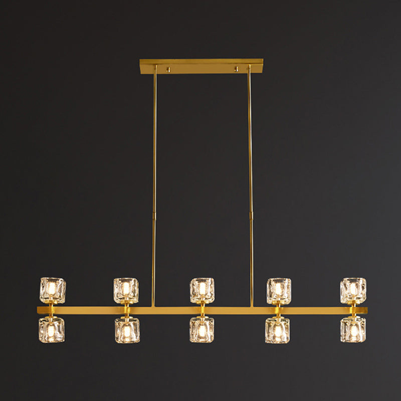 Square Island Lighting Fixtures Crystal Block Modern Simplicity Island Lighting Ideas for Restaurant