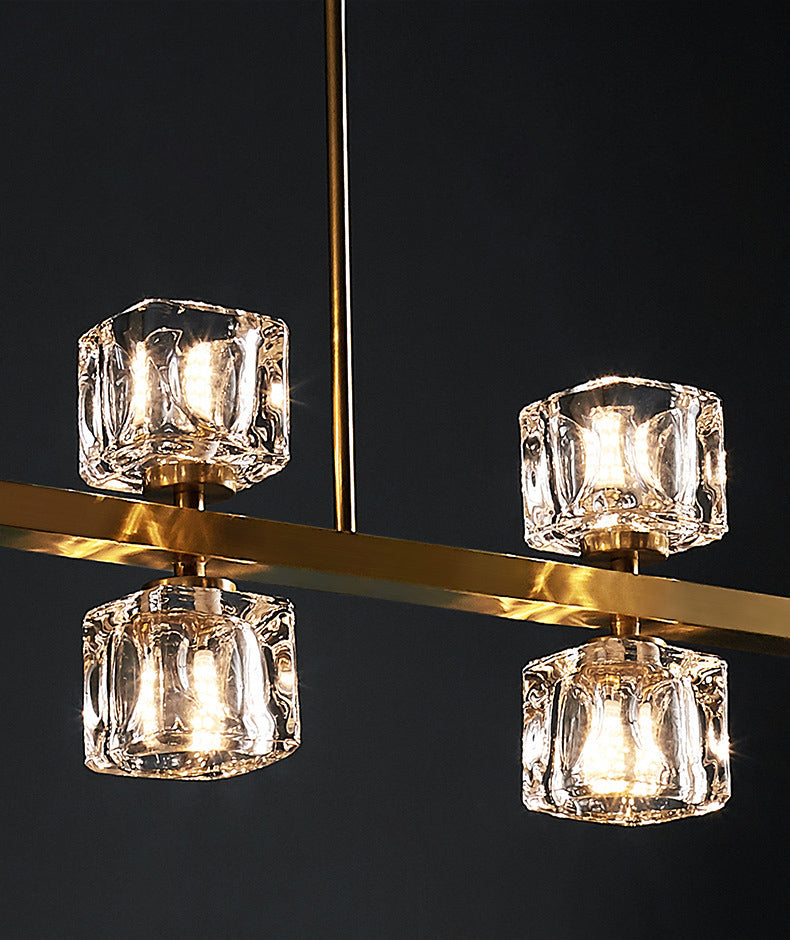 Square Island Lighting Block Block de cristal Modern Simplicity Ideas de iluminación de la isla para restaurante