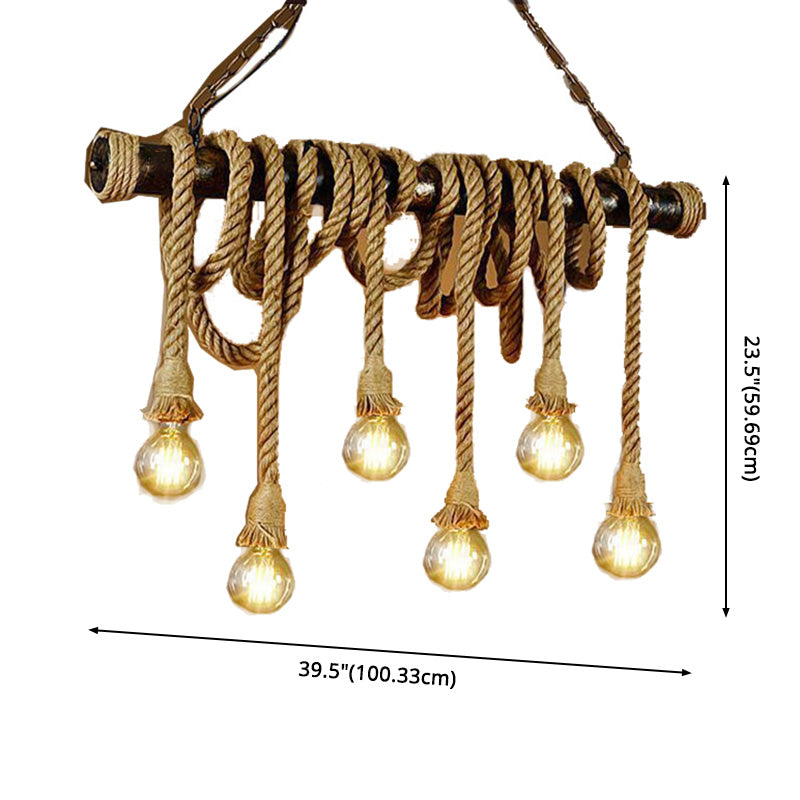 Exposed Bulb Island Lighting Fixtures Rope Retro Industrial Style Island Lighting Ideas for Restaurant