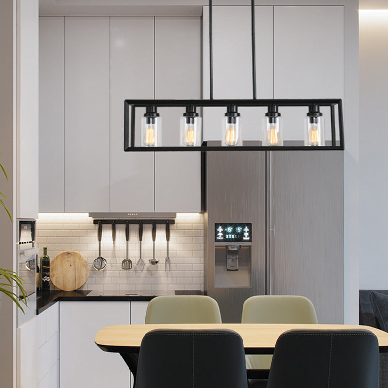 Rectangle Island Chandelier Lights Industrial Style Metal Chandelier Lighting Fixtures for Kitchen