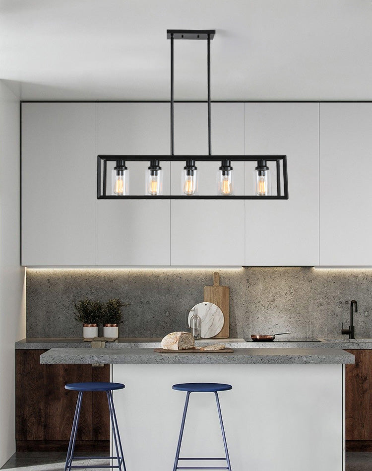 Rectangle Island Chandelier Lights Industrial Style Metal Chandelier Lighting Fixtures for Kitchen