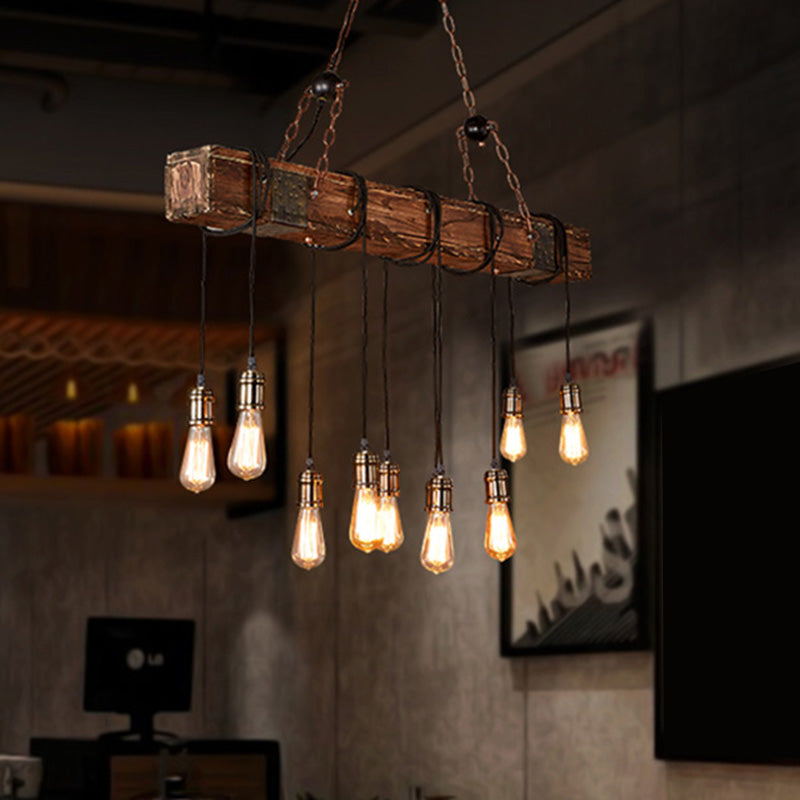 Lampadina nuda grande cucina a ciondolo luci a ciondolo in legno in stile industriale Isola luce per caffetteria