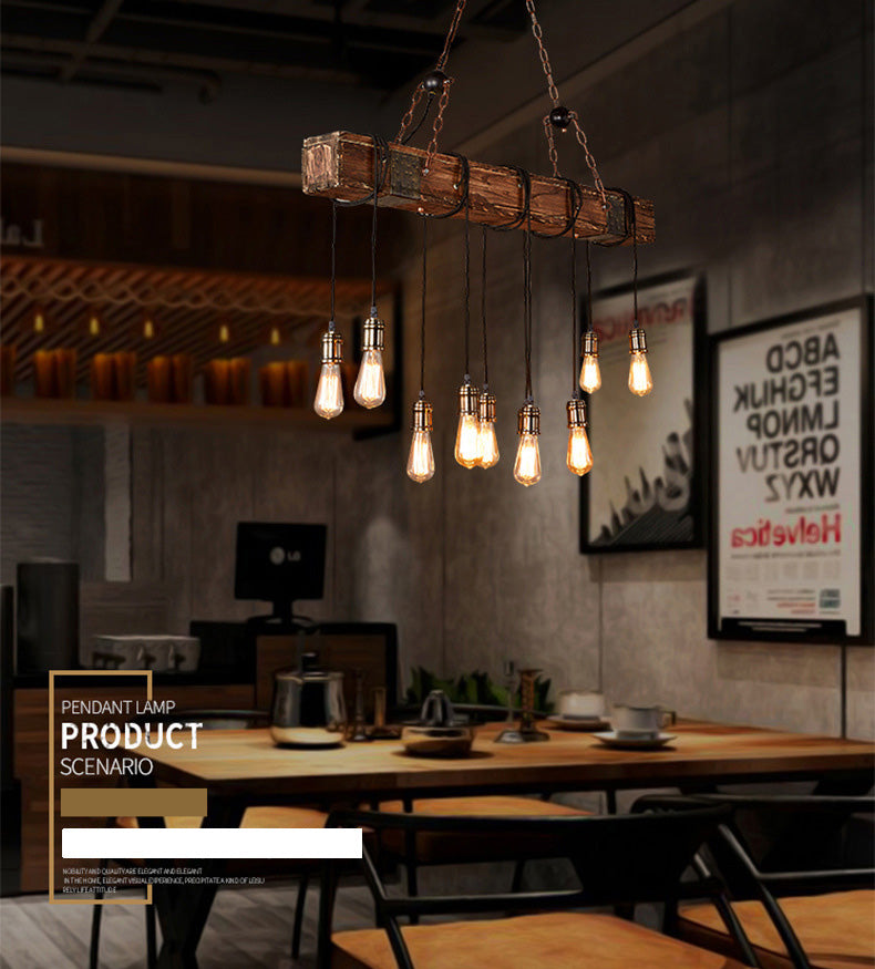 Lampadina nuda grande cucina a ciondolo luci a ciondolo in legno in stile industriale Isola luce per caffetteria