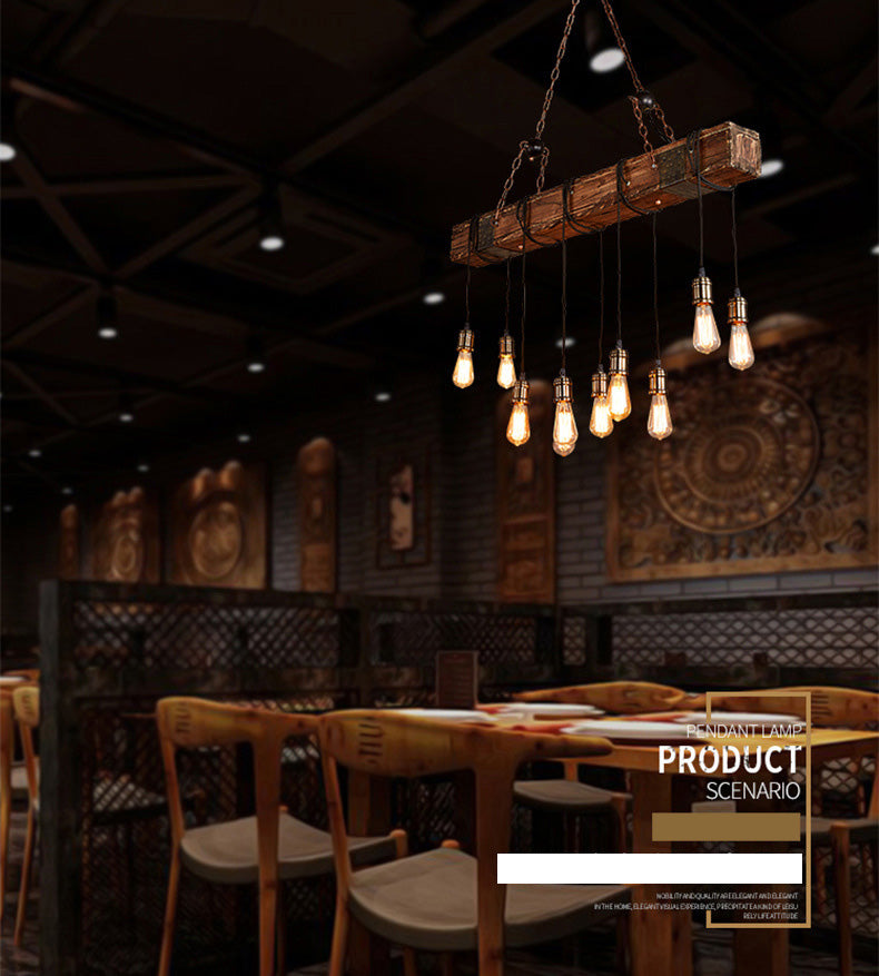 Lampadina nuda grande cucina a ciondolo luci a ciondolo in legno in stile industriale Isola luce per caffetteria