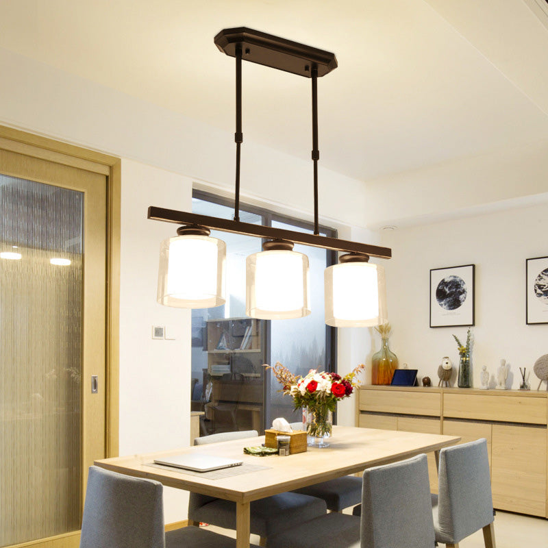Cylindrical Island Chandelier Lights Contemporary Clear Glass Chandelier Lighting Fixtures for Dining Table
