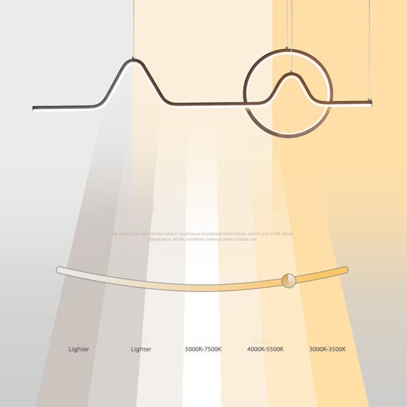 Curl Island Pendant Lights Modern Metal Chandelier Lighting Fixtures for Restaurant