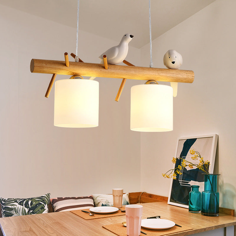 Cylindrical Island Pendant Lights Ultra-Contemporary Wood Island Pendant Lights for Restaurant